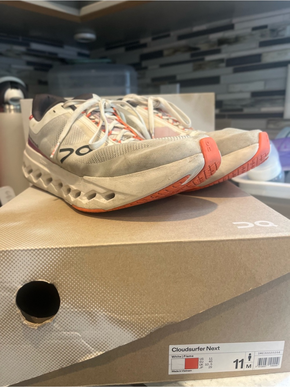 On Running Men’s Cloudsurfer Next Size 11 White/Flame in Color Tons of Life Left - Picture 12 of 17